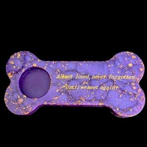 Purple and Gold Dog Bone Memorial Plaque